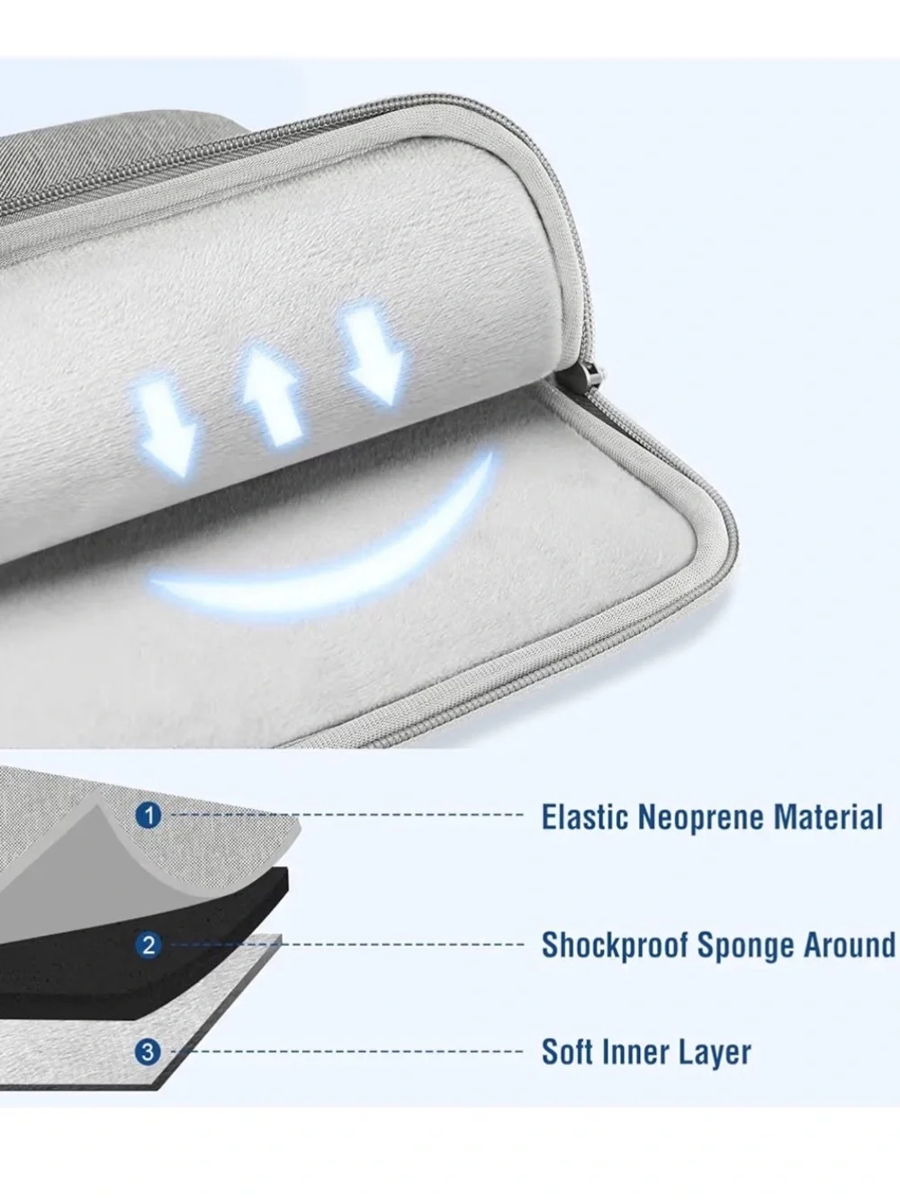 Gray Laptop Sleeve with Protective Zip and Slim Profile